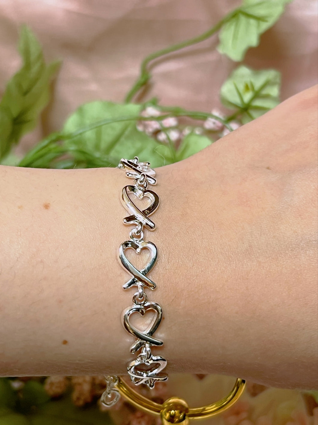 Heart Knot sterling silver bracelet