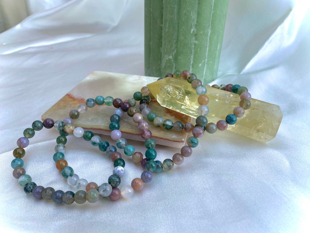 Indian Agate Crystal Bead Bracelet